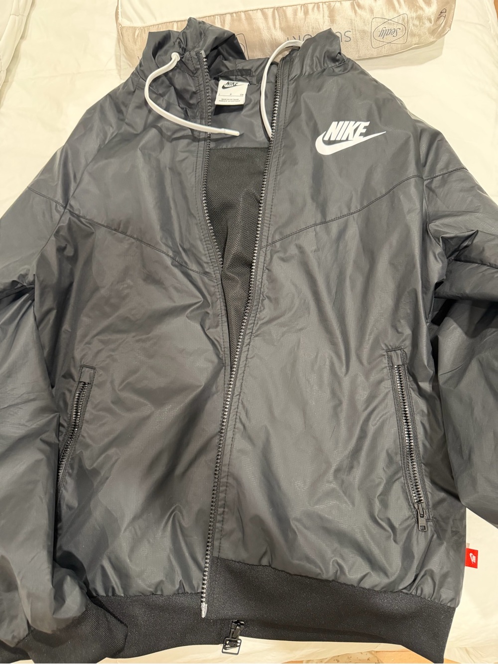 Nike Black Gray Windbreaker Jacket with White Logo